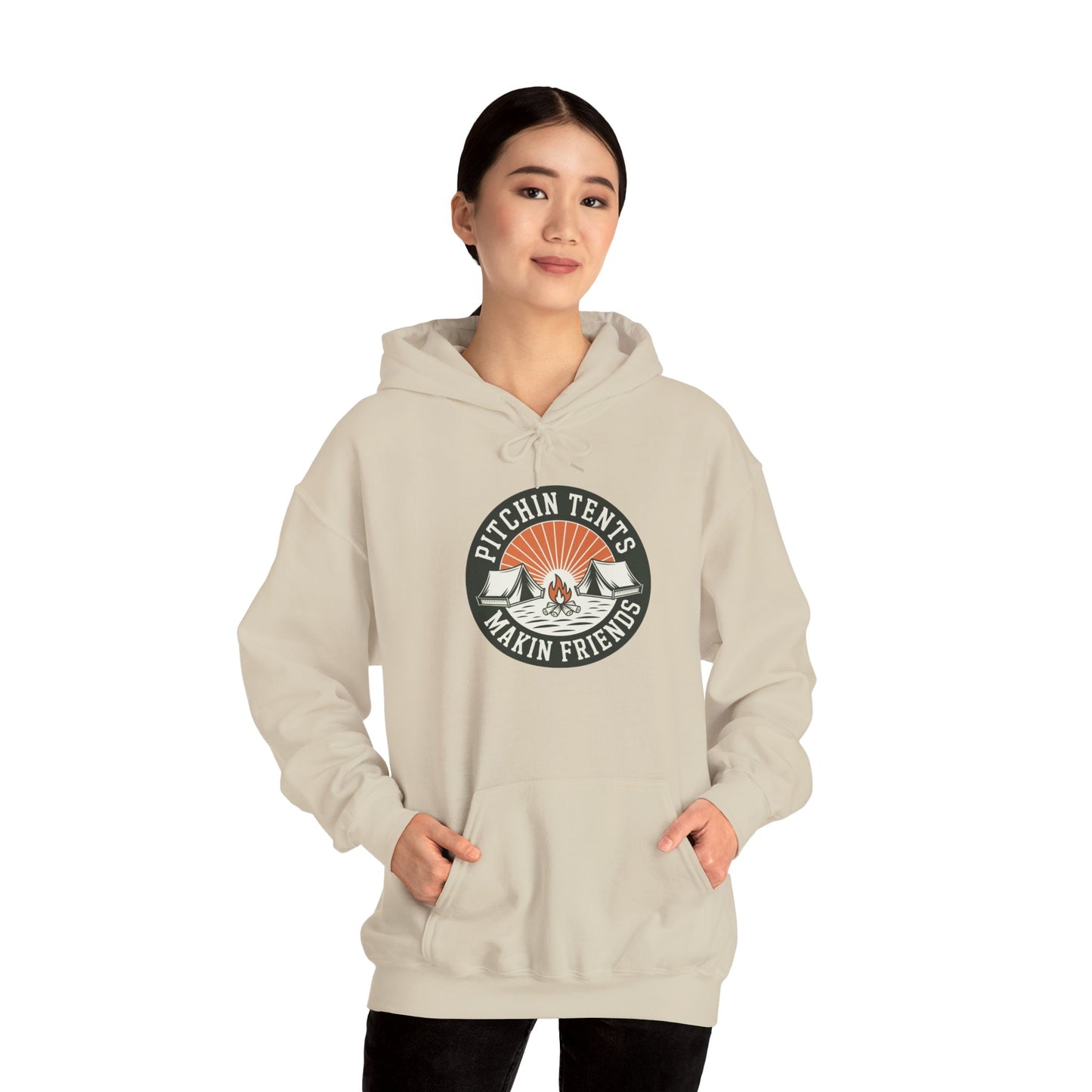 Camping - Pitchin Tents Makin Friends Hoodie – Cozy Unisex Sweatshirt for Nature Lovers, Outdoor Adventure Apparel, Perfect Gift for Campers and Travel Enthusiasts