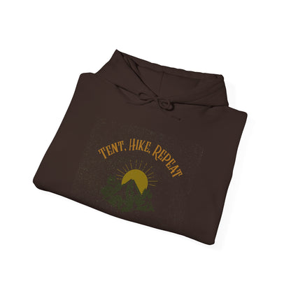 Tent Hike Repeat – Unisex Hoodie, Adventure Camping Sweatshirt, Outdoor Hiking Apparel, Gift for Nature Lovers