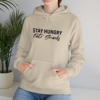 Stay Hungry Eat Snacks Hoodie – Motivational Unisex Sweatshirt, Cozy Casual Wear, Inspirational Gift for Adults, All-Season Outdoor & Everyday Apparel
