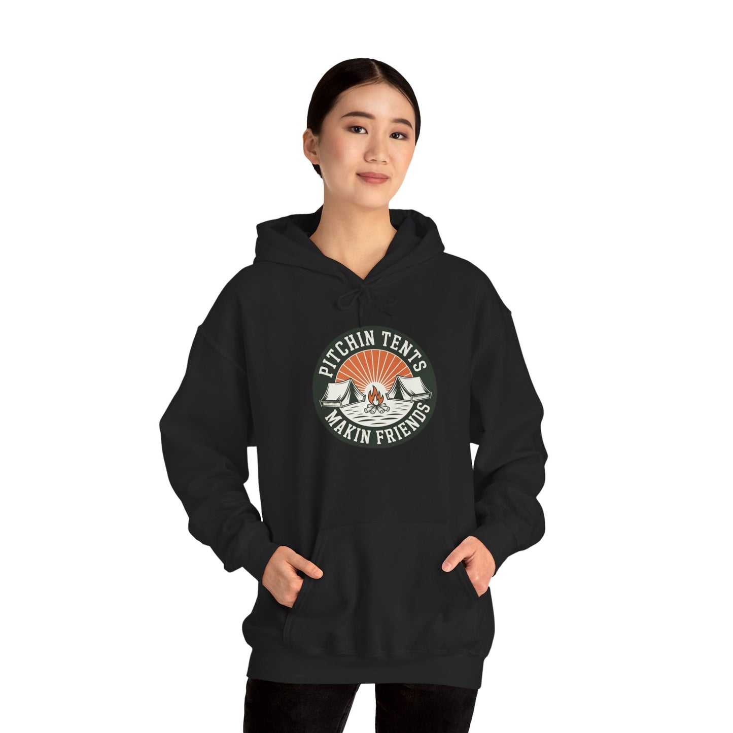 Camping - Pitchin Tents Makin Friends Hoodie – Cozy Unisex Sweatshirt for Nature Lovers, Outdoor Adventure Apparel, Perfect Gift for Campers and Travel Enthusiasts