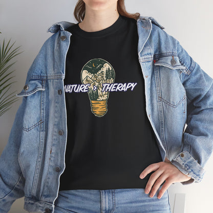 Nature Is Greater Than Therapy T-Shirt – Unisex Eco-Friendly Tee for Nature Lovers, Outdoor Hiking Shirt, Gift Idea