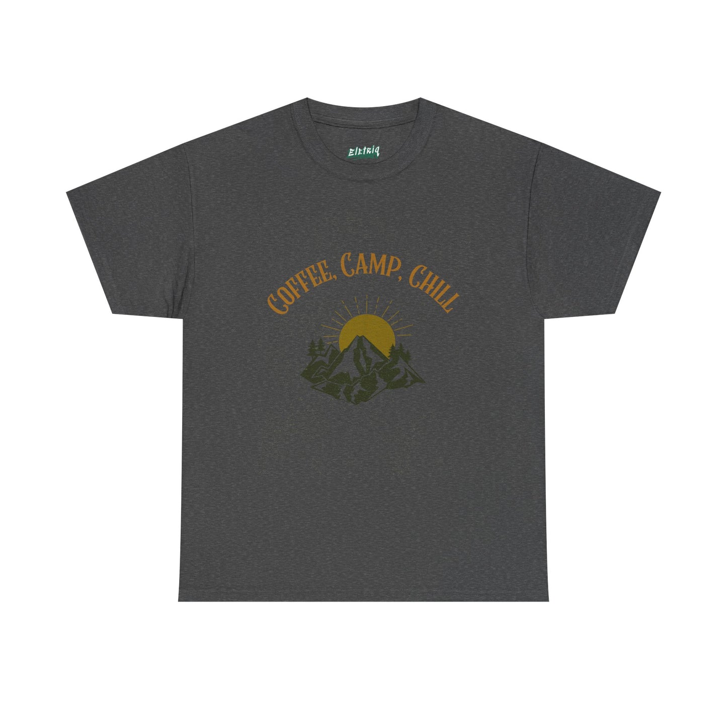 Coffee, Camp, Chill T-Shirt – Unisex Camping Tee for Outdoor Lovers, Adventure & Nature Gift, Cozy Travel Shirt for Summer