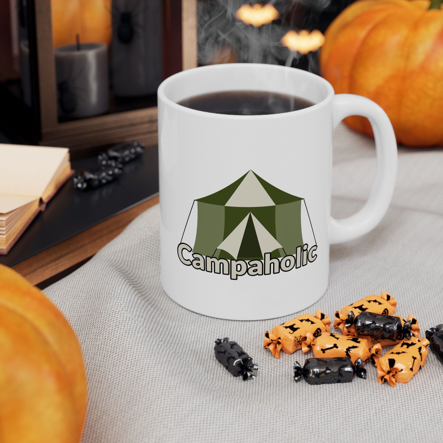 Campaholic Mug – Funny Camping Coffee Cup for Snack Lovers