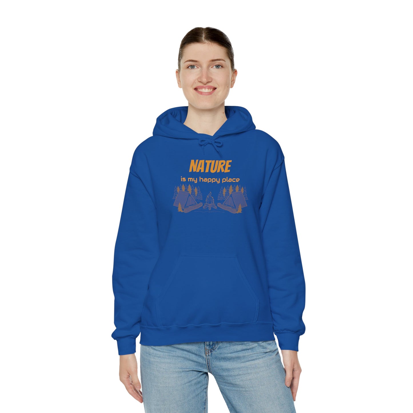 Nature Is My Happy Place Hoodie - Cozy Unisex Sweatshirt for Outdoor Lovers, Hiking and Camping Apparel, Perfect Gift for Nature Enthusiasts