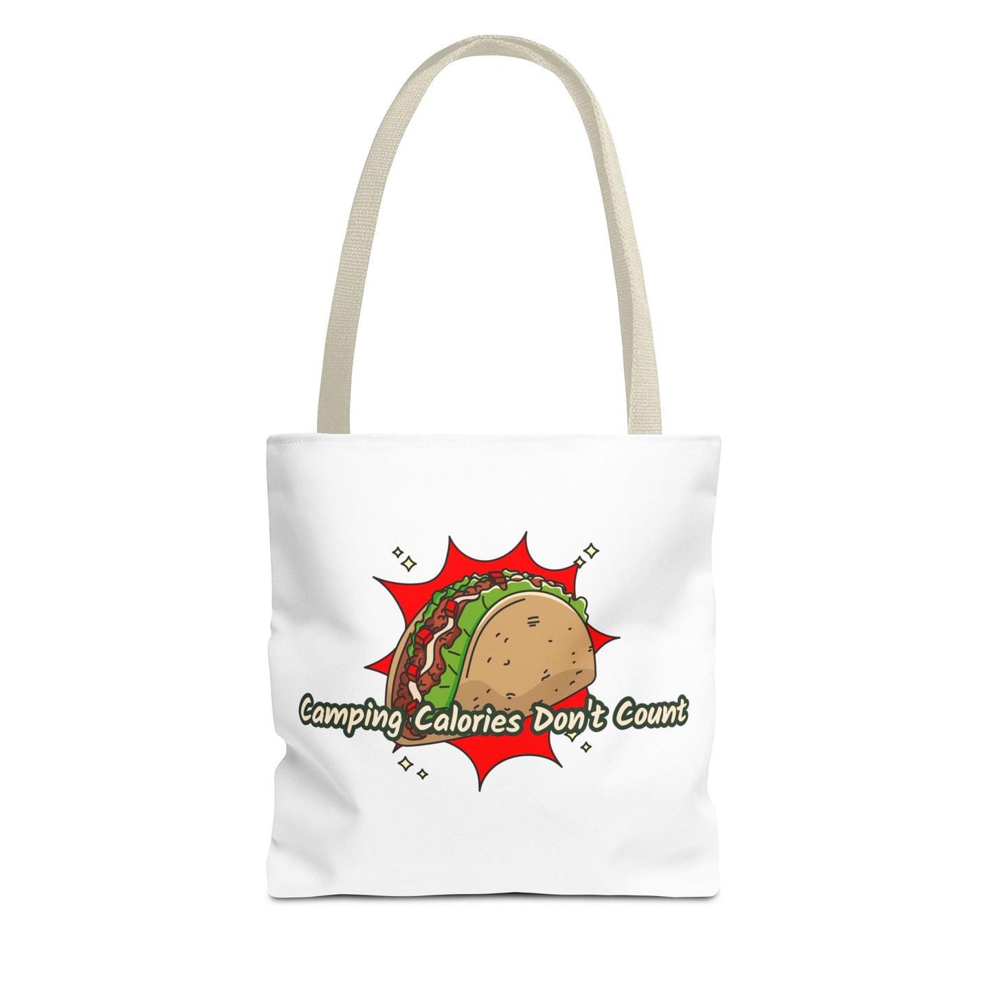 Camping Calories Don't Count Tote Bag — Funny Taco Graphic Bag