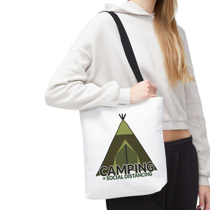 Camping Equals Social Distancing Tote Bag — Funny Campers and Outdoorsy Bag