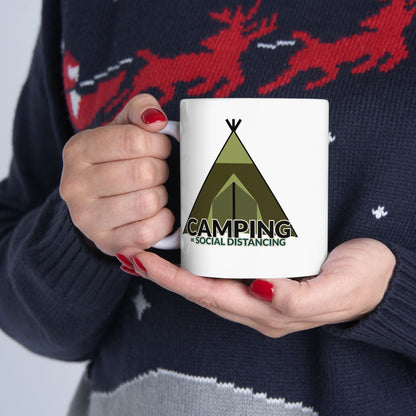 Camping Equals Social Distancing Mug – Funny Camping Coffee Cup