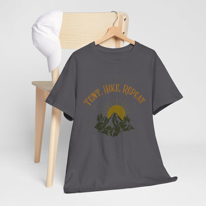 Tent, Hike, Repeat T-Shirt - Adventure, Camping, Hiking Tee for Outdoor Lovers, Unisex Heavy Cotton Nature Shirt, Travel Gift for Campers
