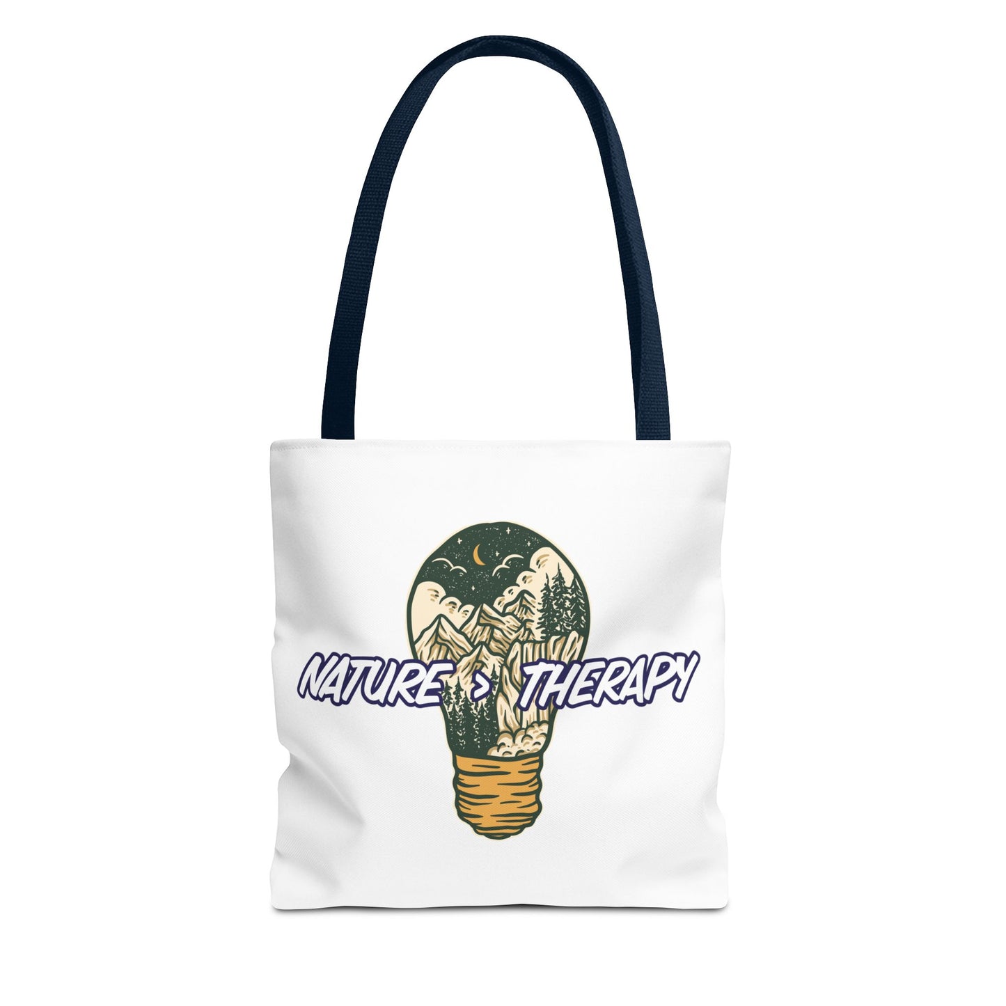 Nature Greater Than Therapy Tote Bag — Scenic Lightbulb Eco Tote for Outdoor Lovers