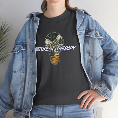 Nature Is Greater Than Therapy T-Shirt – Unisex Eco-Friendly Tee for Nature Lovers, Outdoor Hiking Shirt, Gift Idea