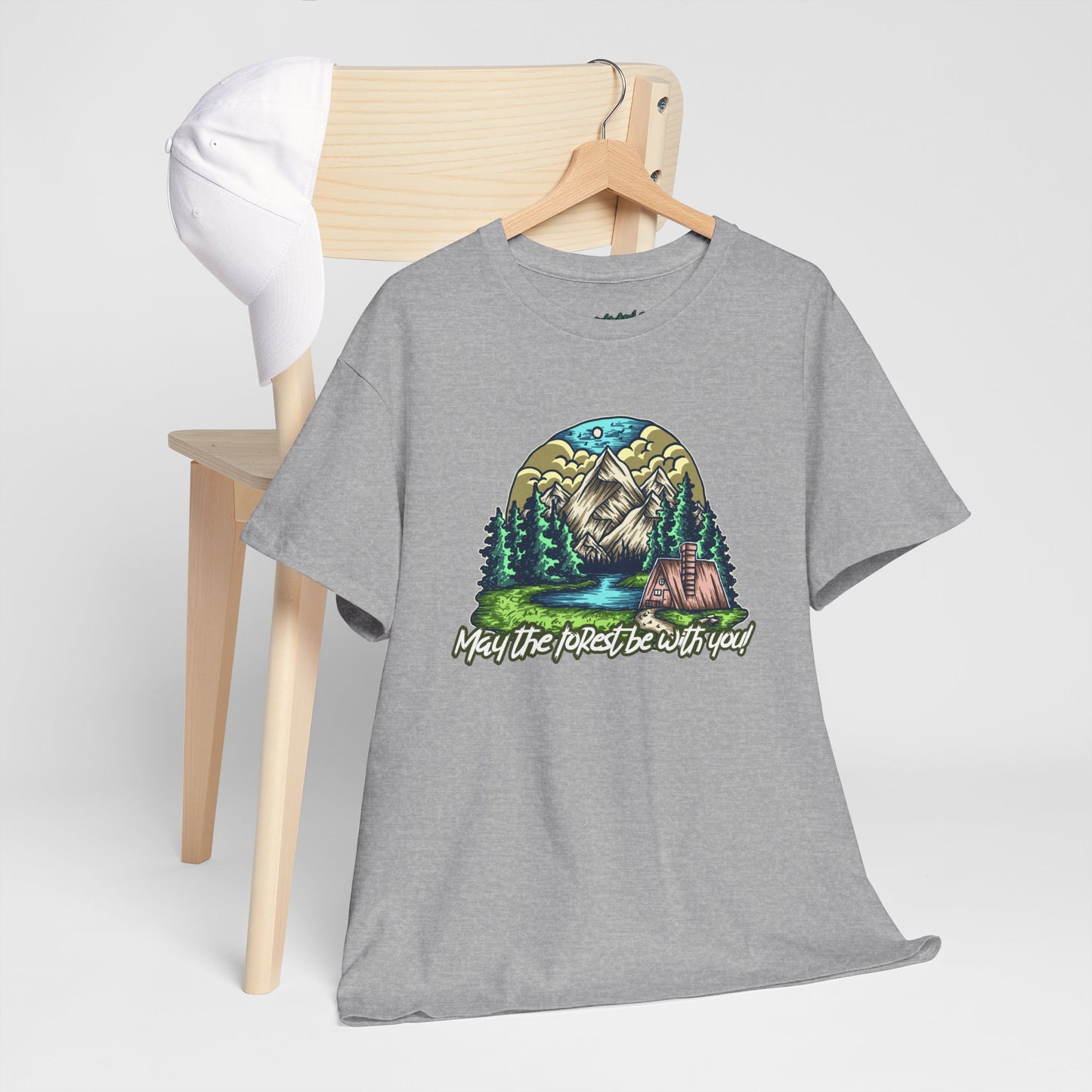 May The Forest Be With You - Unisex Heavy Cotton Tee - Outdoor Adventure Shirt, Hiking Graphic T-Shirt, Camping Gift, Nature Apparel