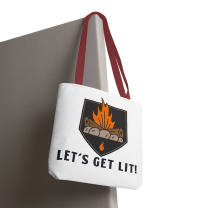 Let's Get Lit Tote Bag - Funny Reusable Bag For Campers
