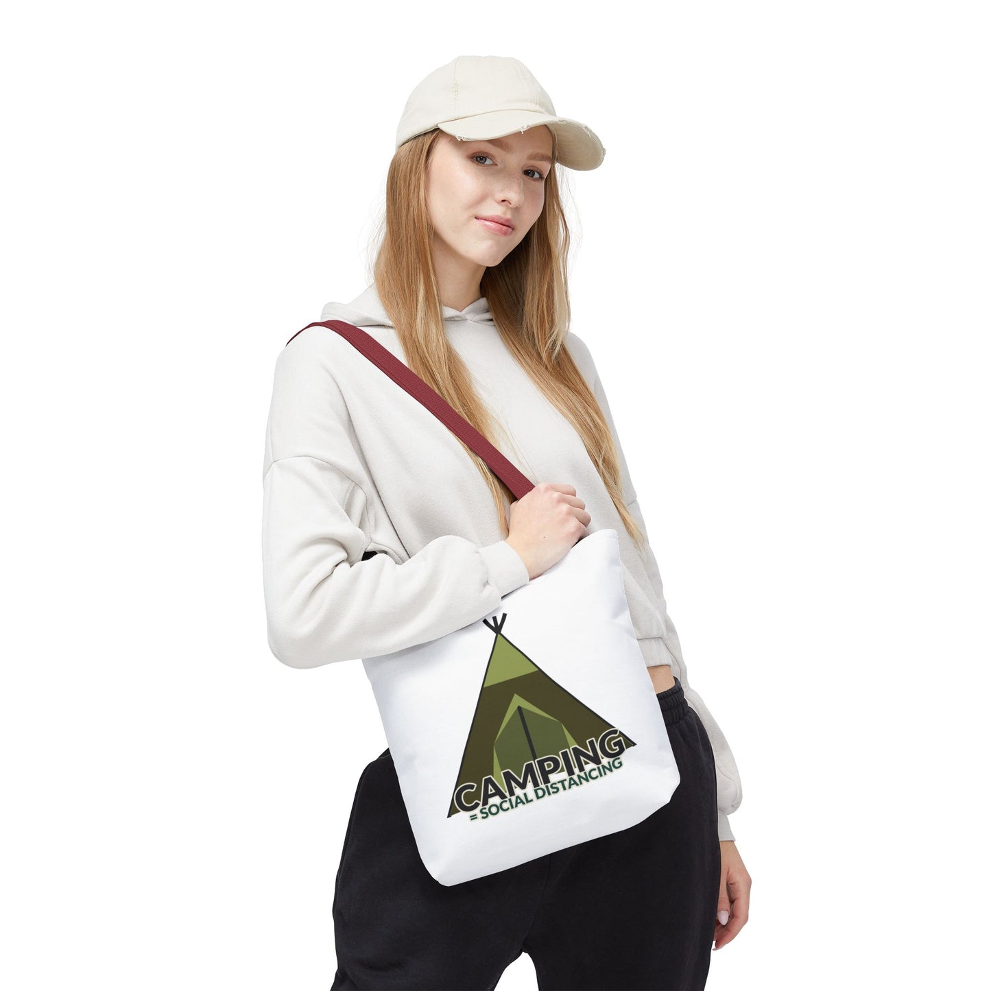 Camping Equals Social Distancing Tote Bag — Funny Campers and Outdoorsy Bag