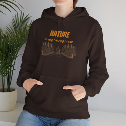 Nature Is My Happy Place Hoodie - Cozy Unisex Sweatshirt for Outdoor Lovers, Hiking and Camping Apparel, Perfect Gift for Nature Enthusiasts