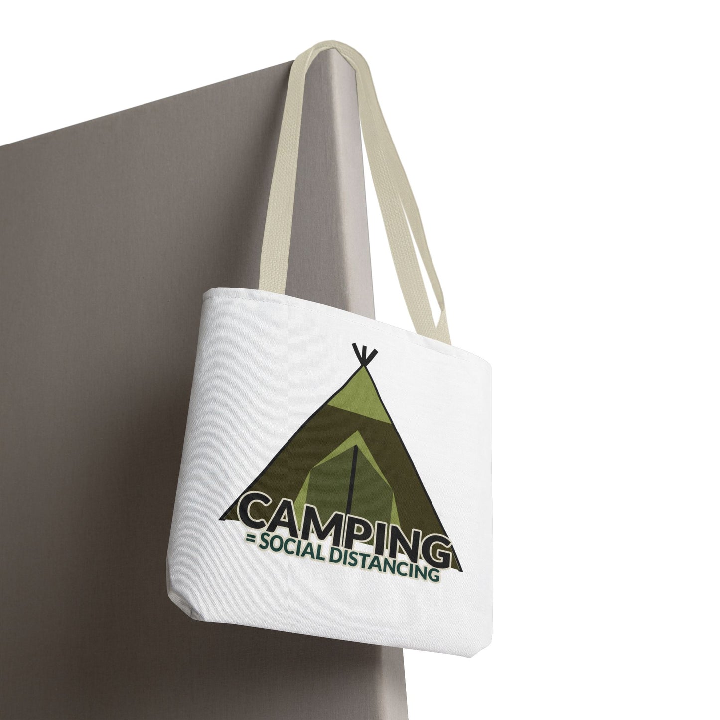 Camping Equals Social Distancing Tote Bag — Funny Campers and Outdoorsy Bag
