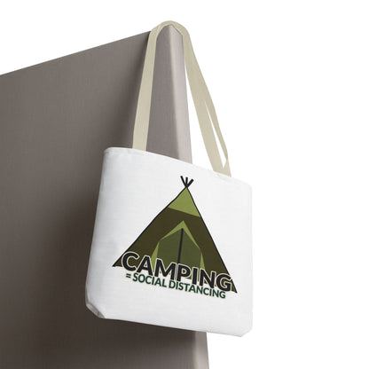 Camping Equals Social Distancing Tote Bag — Funny Campers and Outdoorsy Bag