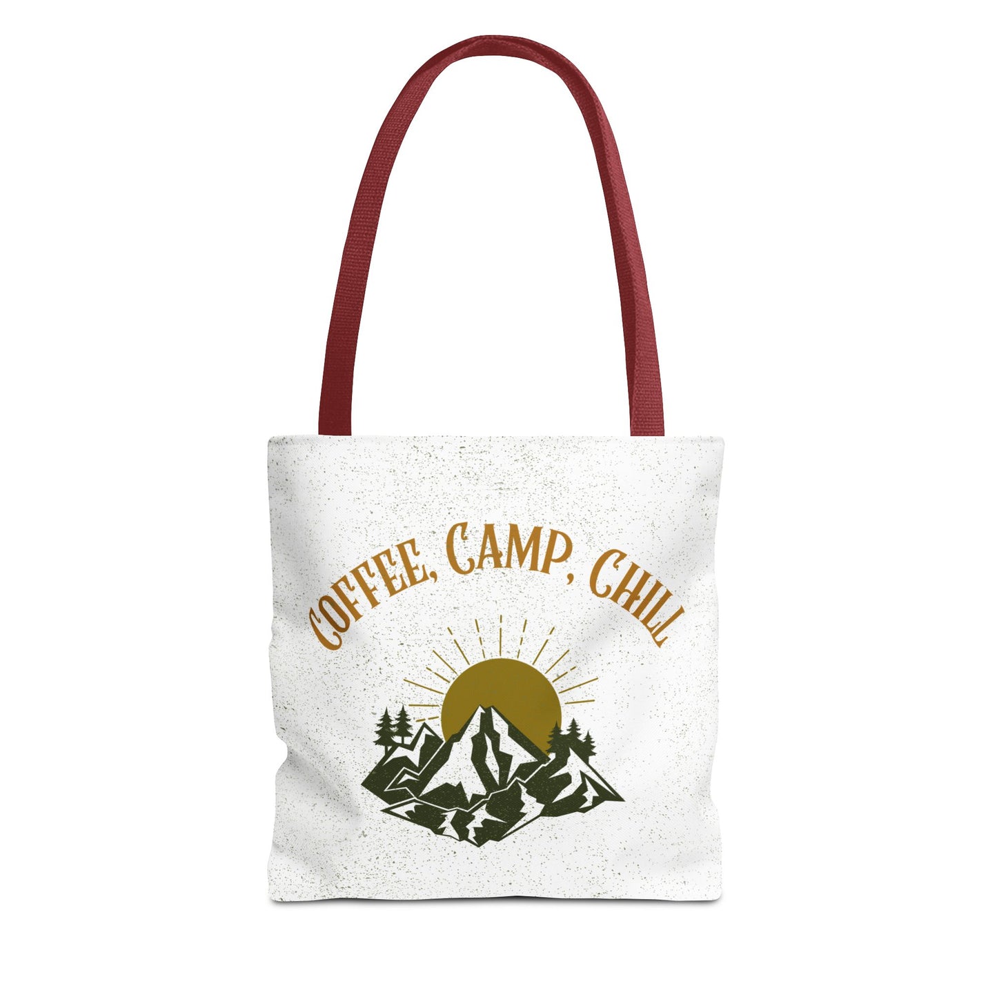Coffee, Camp, Chill Funny Mountain Tote Bag