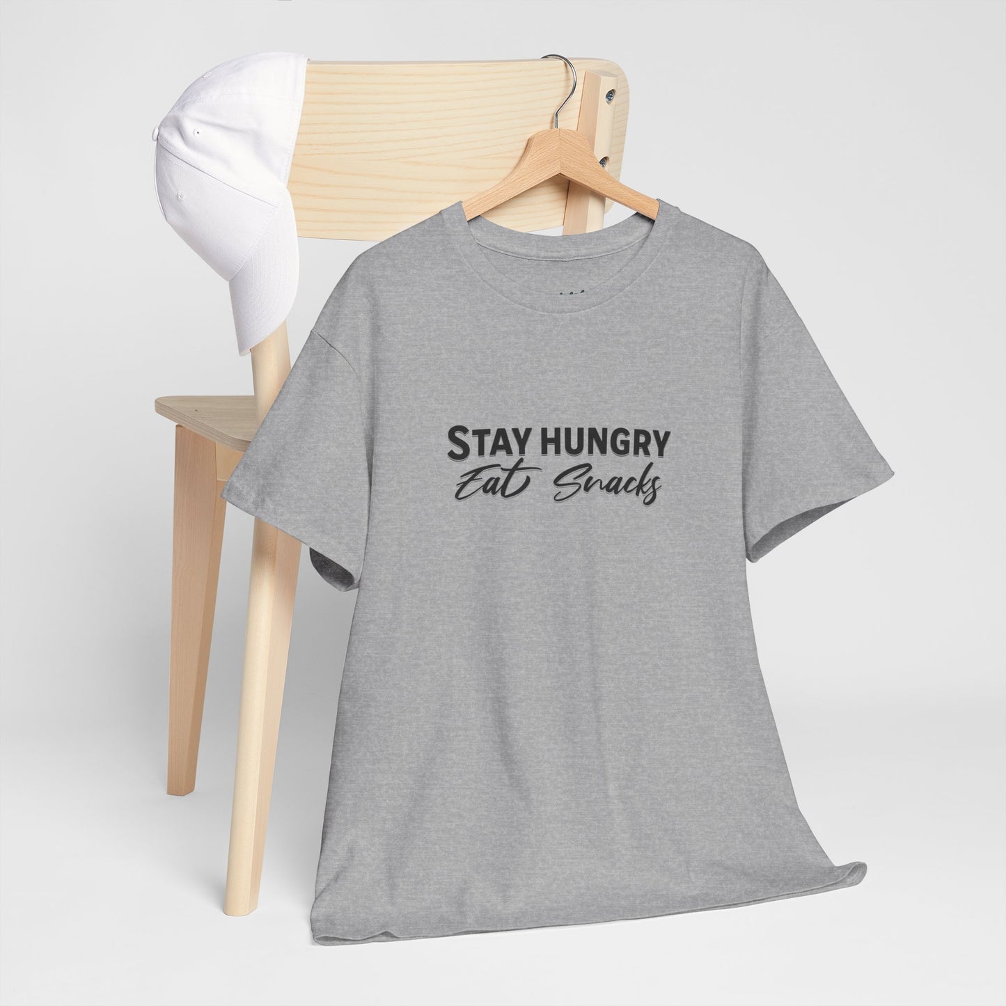 Stay Hungry Eat Snacks T-Shirt – Unisex Cotton Tee for Foodies, Casual Wear, Birthday & Holiday Gift, Layering Shirt for Adults