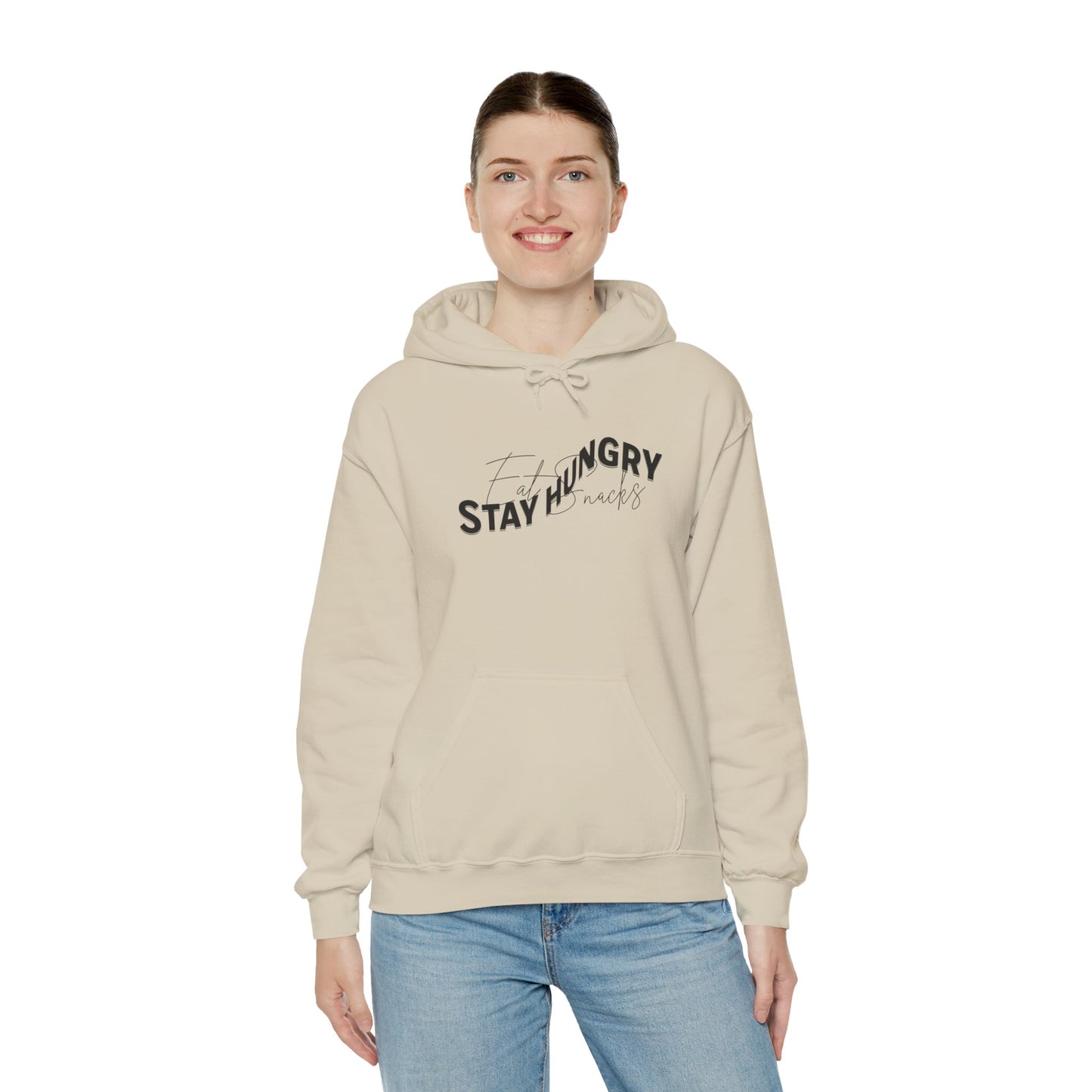Stay Hungry Eat Snacks Hoodie – Motivational Unisex Sweatshirt, Cozy Casual Wear, Inspirational Gift for Adults, All-Season Outdoor and Everyday Apparel
