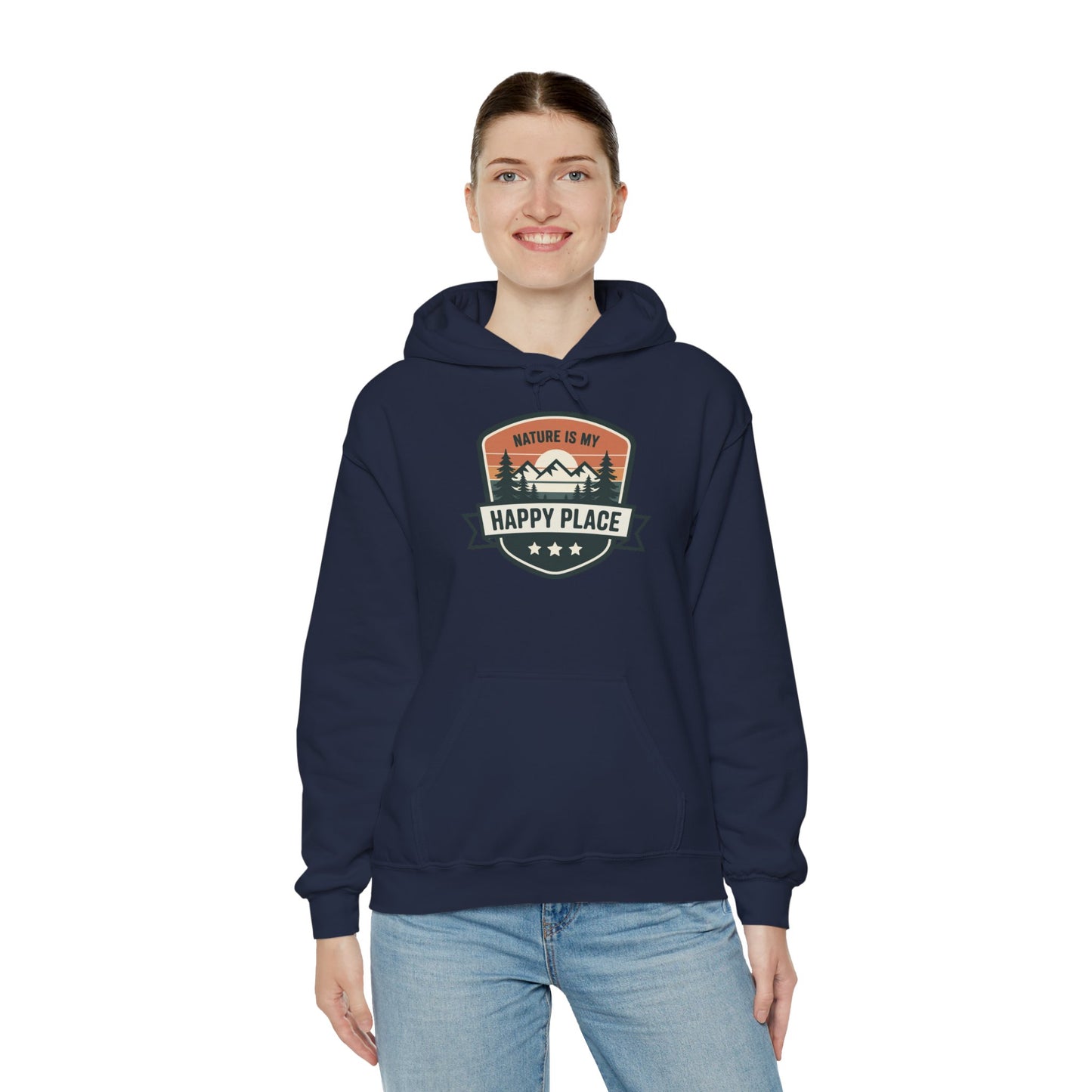 Nature Is My Happy Place Hoodie - Cozy Unisex Sweatshirt for Outdoor Lovers, Hiking and Camping Apparel, Perfect Gift for Nature Enthusiasts