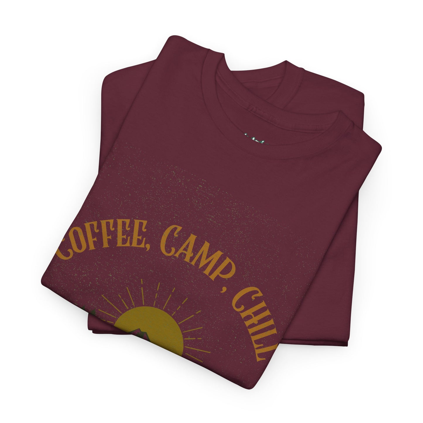 Coffee, Camp, Chill T-Shirt – Unisex Camping Tee for Outdoor Lovers, Adventure & Nature Gift, Cozy Travel Shirt for Summer