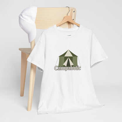 Campaholic – Funny Camping T-Shirt for Campers & Outdoor Lovers | Unisex Heavy Cotton Tee, Adventure Apparel, Summer Outdoor Gift