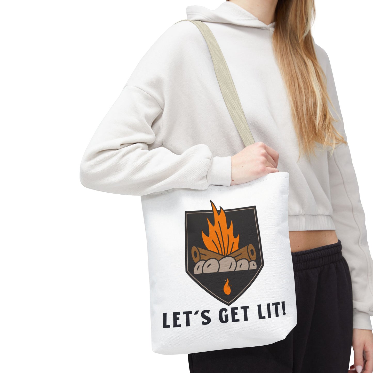 Let's Get Lit Tote Bag - Funny Reusable Bag For Campers