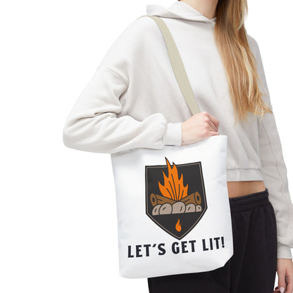 Let's Get Lit Tote Bag - Funny Reusable Bag For Campers