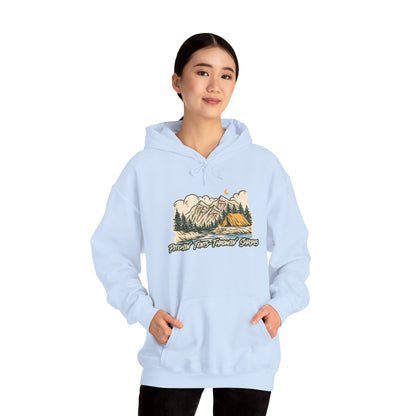 Pitchin Tents Throwin Shades Hoodie – Unisex Outdoor Adventure Sweatshirt, Camping Gear, Nature Lover Gift, Travel and Fall Apparel