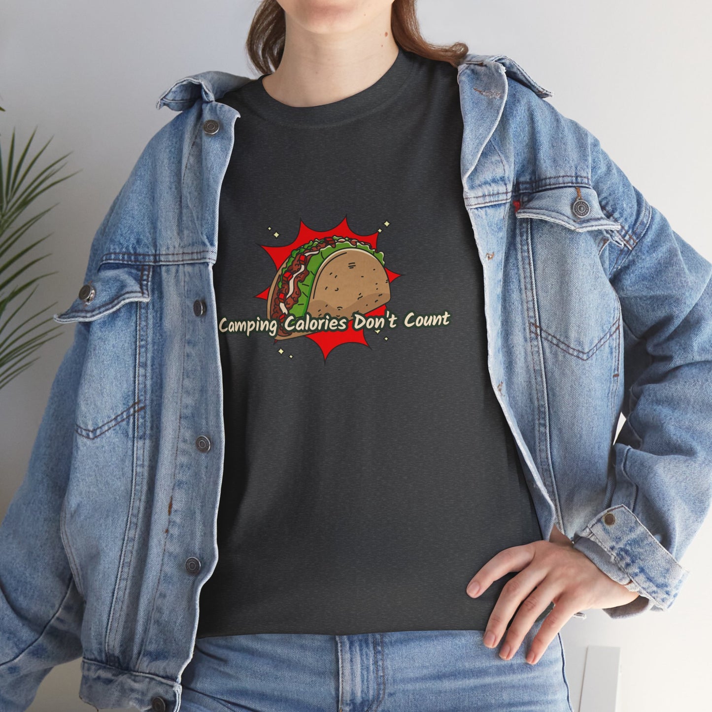 Camping Calories Dont Count T-Shirt – Funny unisex Camping and Foodie Tee for Outdoor Lovers, Adventure Apparel, Taco Lover Gift, Funny Campfire Shirt