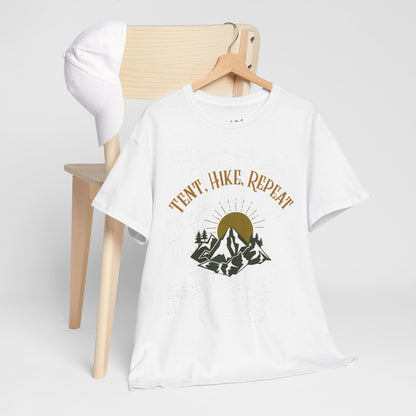 Tent, Hike, Repeat T-Shirt - Adventure, Camping, Hiking Tee for Outdoor Lovers, Unisex Heavy Cotton Nature Shirt, Travel Gift for Campers