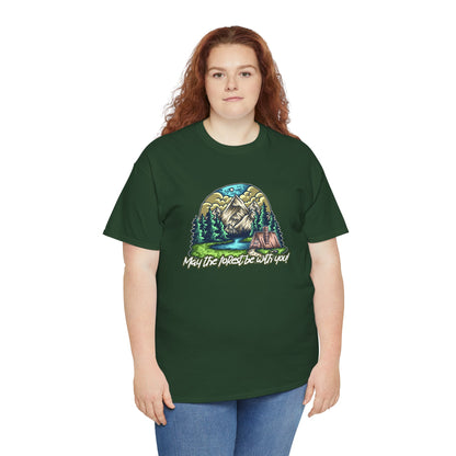 May The Forest Be With You - Unisex Heavy Cotton Tee - Outdoor Adventure Shirt, Hiking Graphic T-Shirt, Camping Gift, Nature Apparel