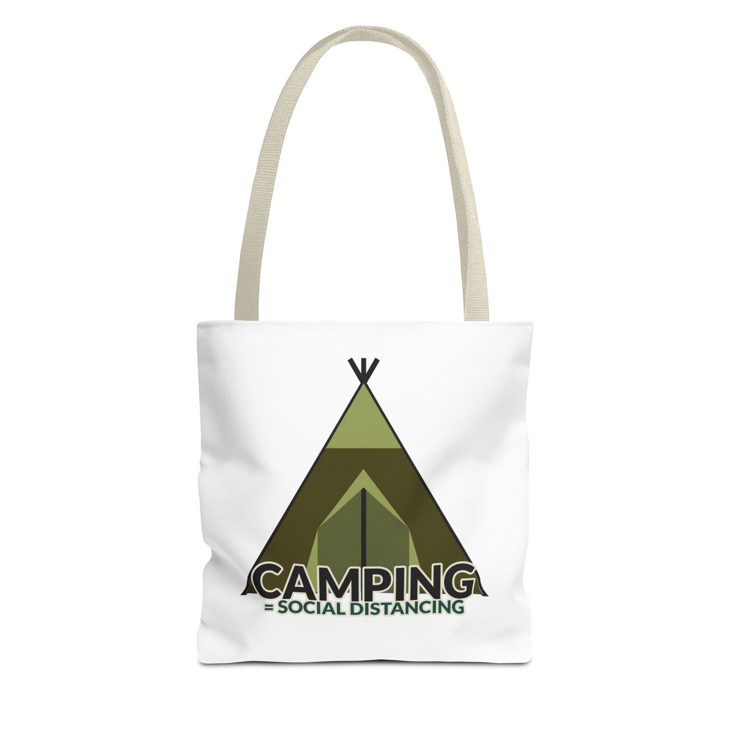 Camping Equals Social Distancing Tote Bag — Funny Campers and Outdoorsy Bag