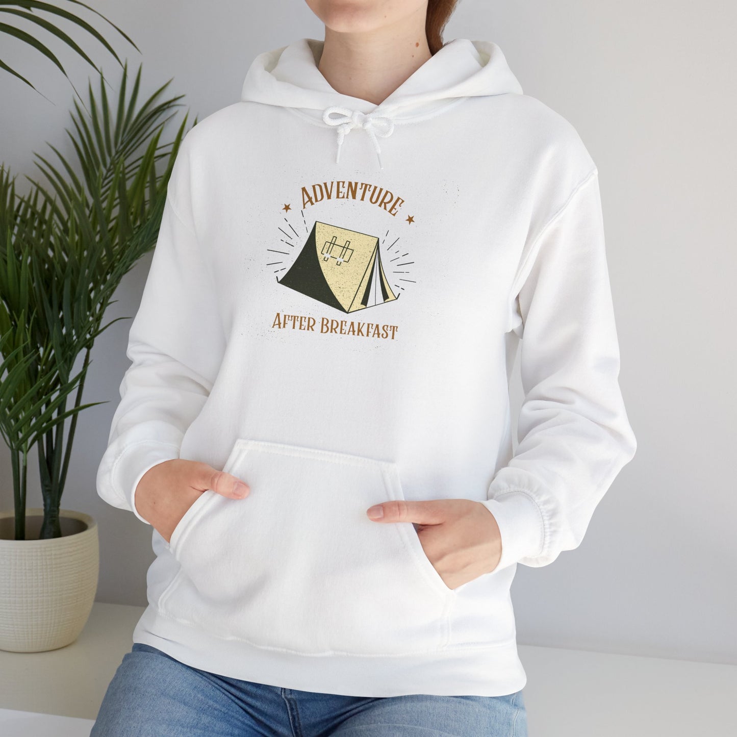 Adventure After Breakfast Unisex Hoodie – Cozy Campfire Sweatshirt, Outdoor Travel Hoodie, Gift for Adventurers and Nature Lovers