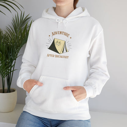 Adventure After Breakfast Unisex Hoodie – Cozy Campfire Sweatshirt, Outdoor Travel Hoodie, Gift for Adventurers and Nature Lovers