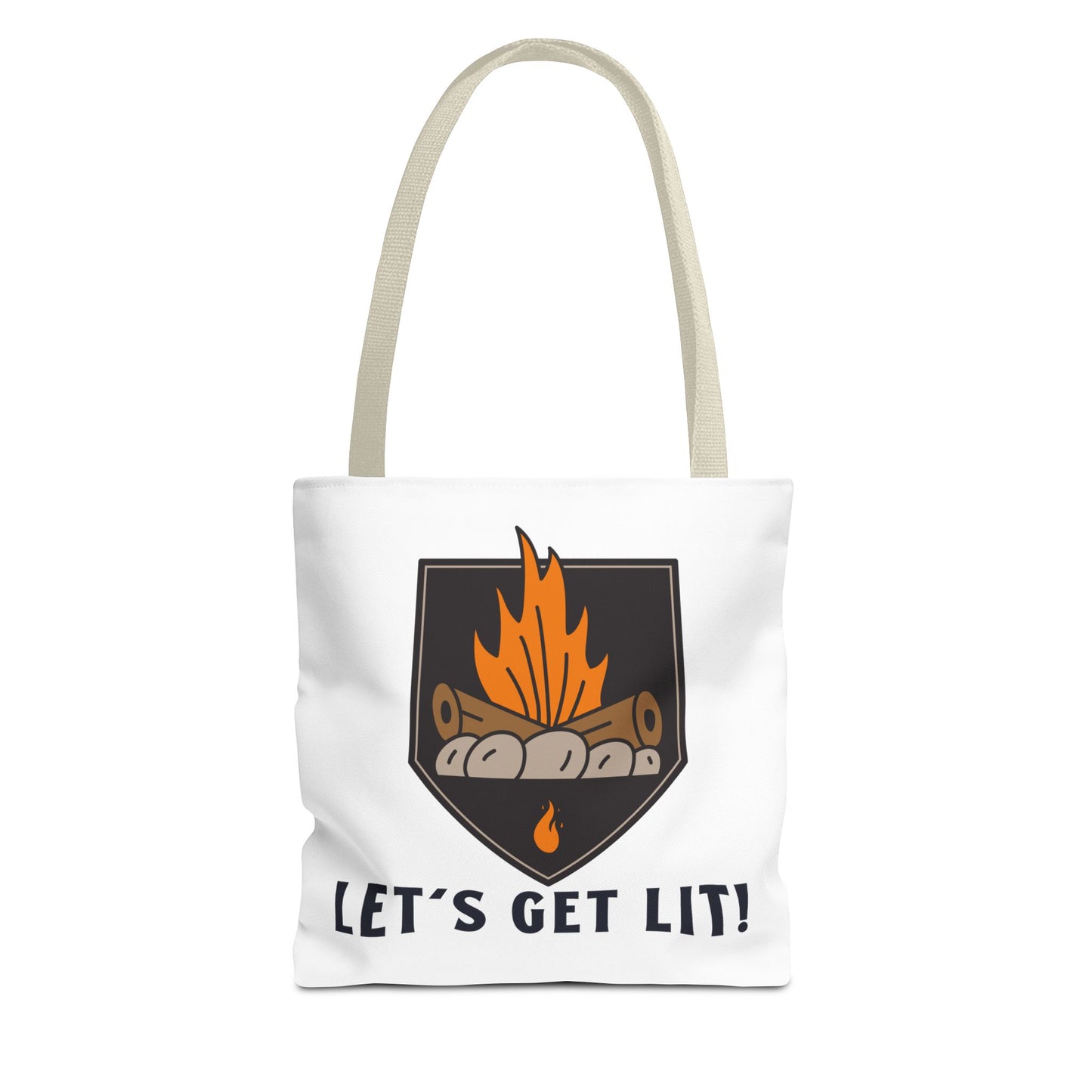 Let's Get Lit Tote Bag - Funny Reusable Bag For Campers