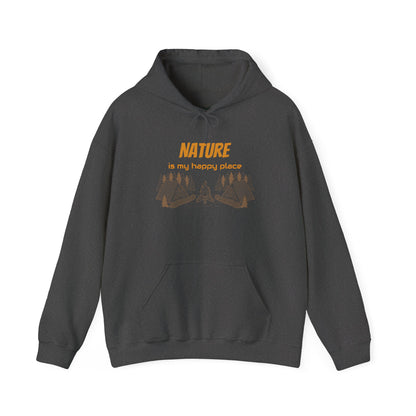 Nature Is My Happy Place Hoodie - Cozy Unisex Sweatshirt for Outdoor Lovers, Hiking and Camping Apparel, Perfect Gift for Nature Enthusiasts