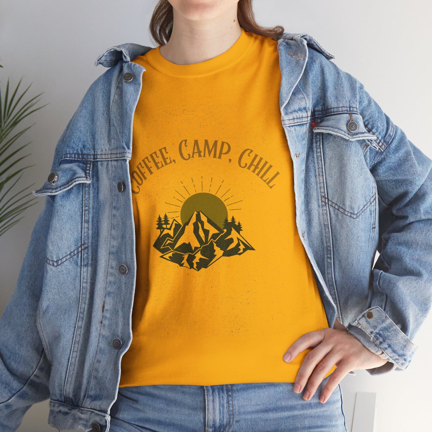 Coffee, Camp, Chill T-Shirt – Unisex Camping Tee for Outdoor Lovers, Adventure & Nature Gift, Cozy Travel Shirt for Summer