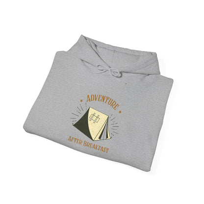 Adventure After Breakfast Unisex Hoodie – Cozy Campfire Sweatshirt, Outdoor Travel Hoodie, Gift for Adventurers and Nature Lovers