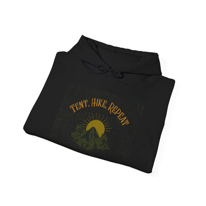 Tent Hike Repeat – Unisex Hoodie, Adventure Camping Sweatshirt, Outdoor Hiking Apparel, Gift for Nature Lovers
