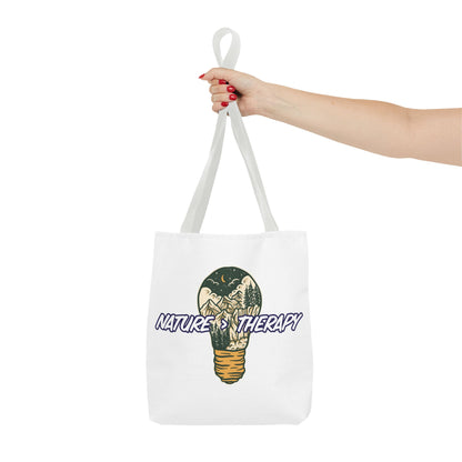 Nature Greater Than Therapy Tote Bag — Scenic Lightbulb Eco Tote for Outdoor Lovers