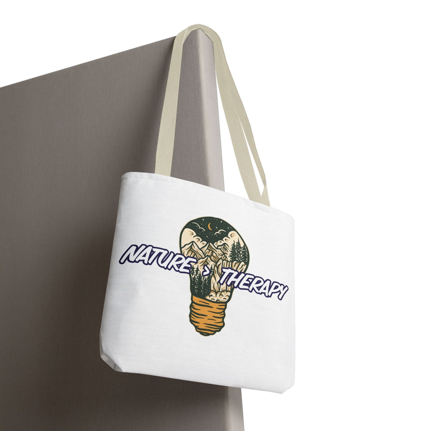 Nature Greater Than Therapy Tote Bag — Scenic Lightbulb Eco Tote for Outdoor Lovers