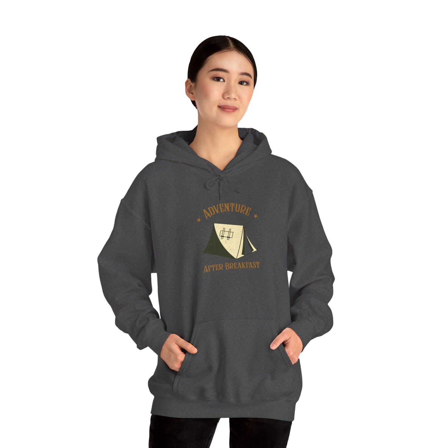 Adventure After Breakfast Unisex Hoodie – Cozy Campfire Sweatshirt, Outdoor Travel Hoodie, Gift for Adventurers and Nature Lovers