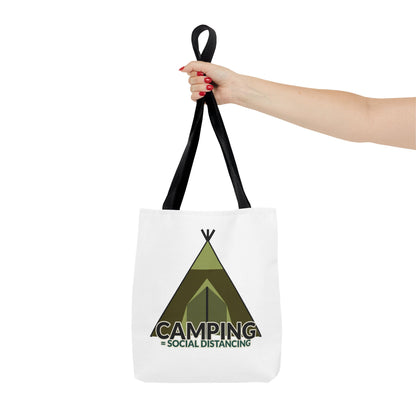 Camping Equals Social Distancing Tote Bag — Funny Campers and Outdoorsy Bag
