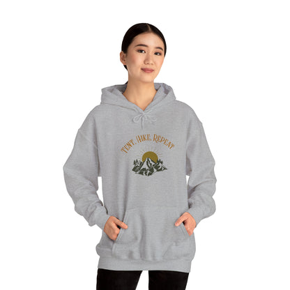 Tent Hike Repeat – Unisex Hoodie, Adventure Camping Sweatshirt, Outdoor Hiking Apparel, Gift for Nature Lovers
