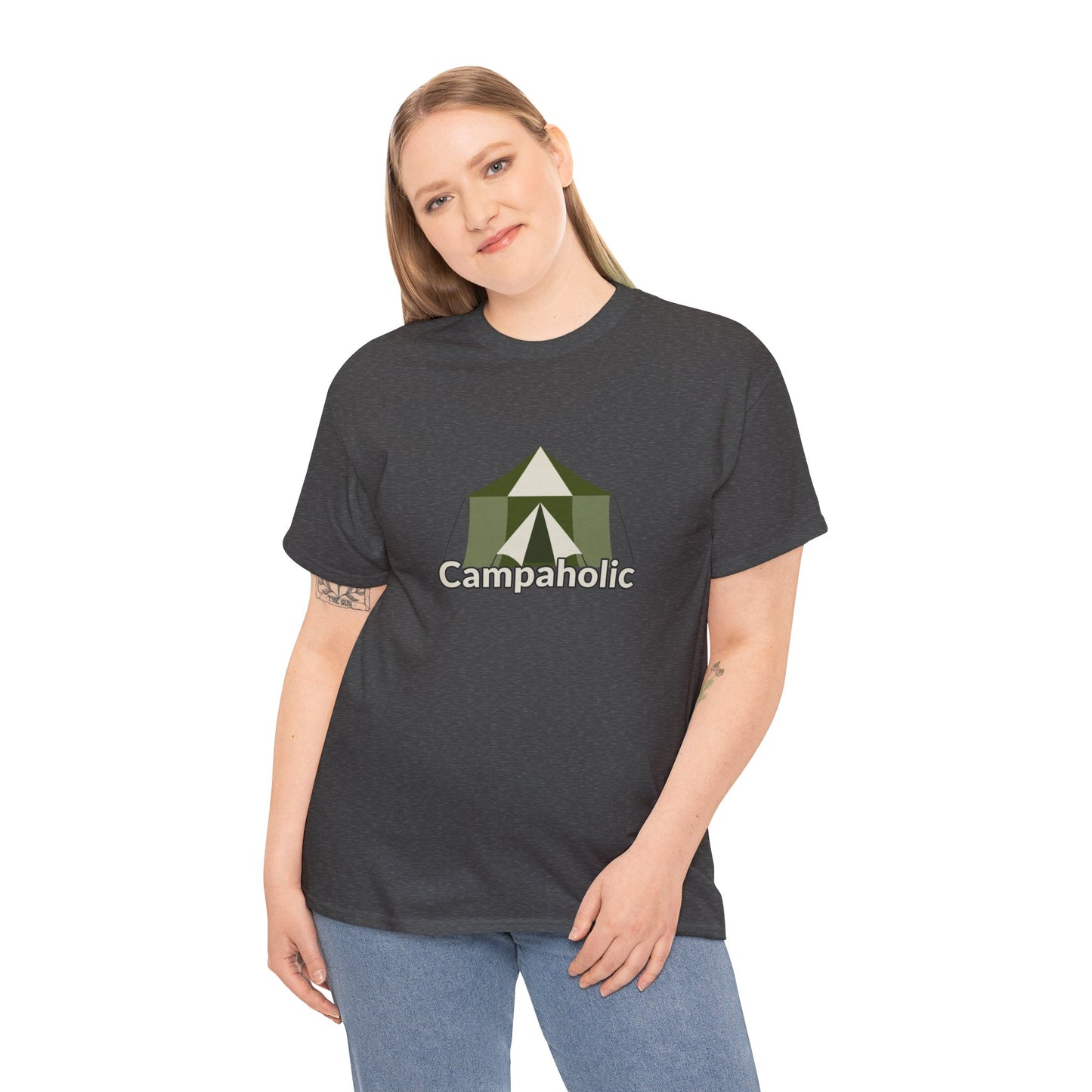 Campaholic – Funny Camping T-Shirt for Campers & Outdoor Lovers | Unisex Heavy Cotton Tee, Adventure Apparel, Summer Outdoor Gift