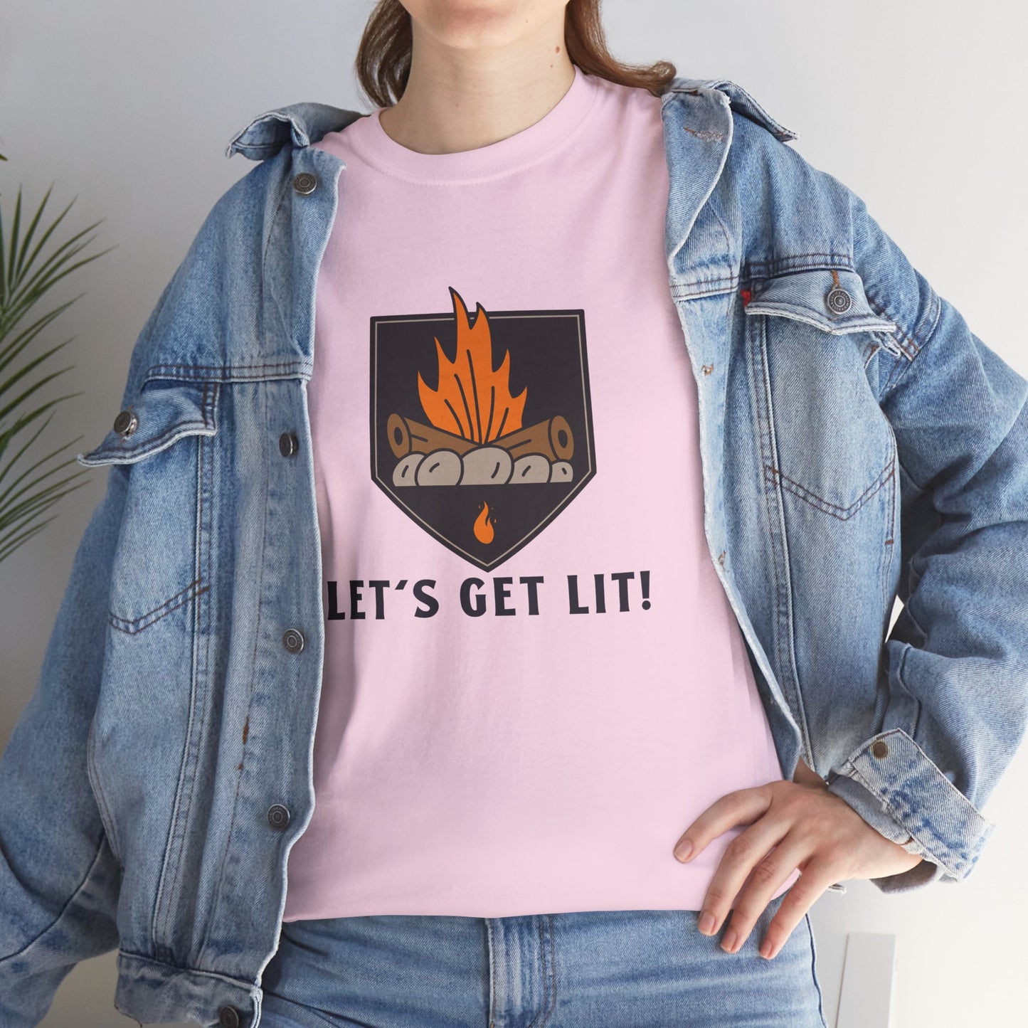 Lets Get Lit - Campfire Unisex Heavy Cotton Tee, Funny Camping T Shirt, Summer BBQ Top, Outdoor Bonfire Apparel, Gift for Campers or Nature Enthusiasts