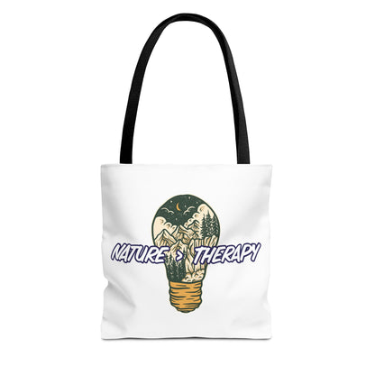 Nature Greater Than Therapy Tote Bag — Scenic Lightbulb Eco Tote for Outdoor Lovers