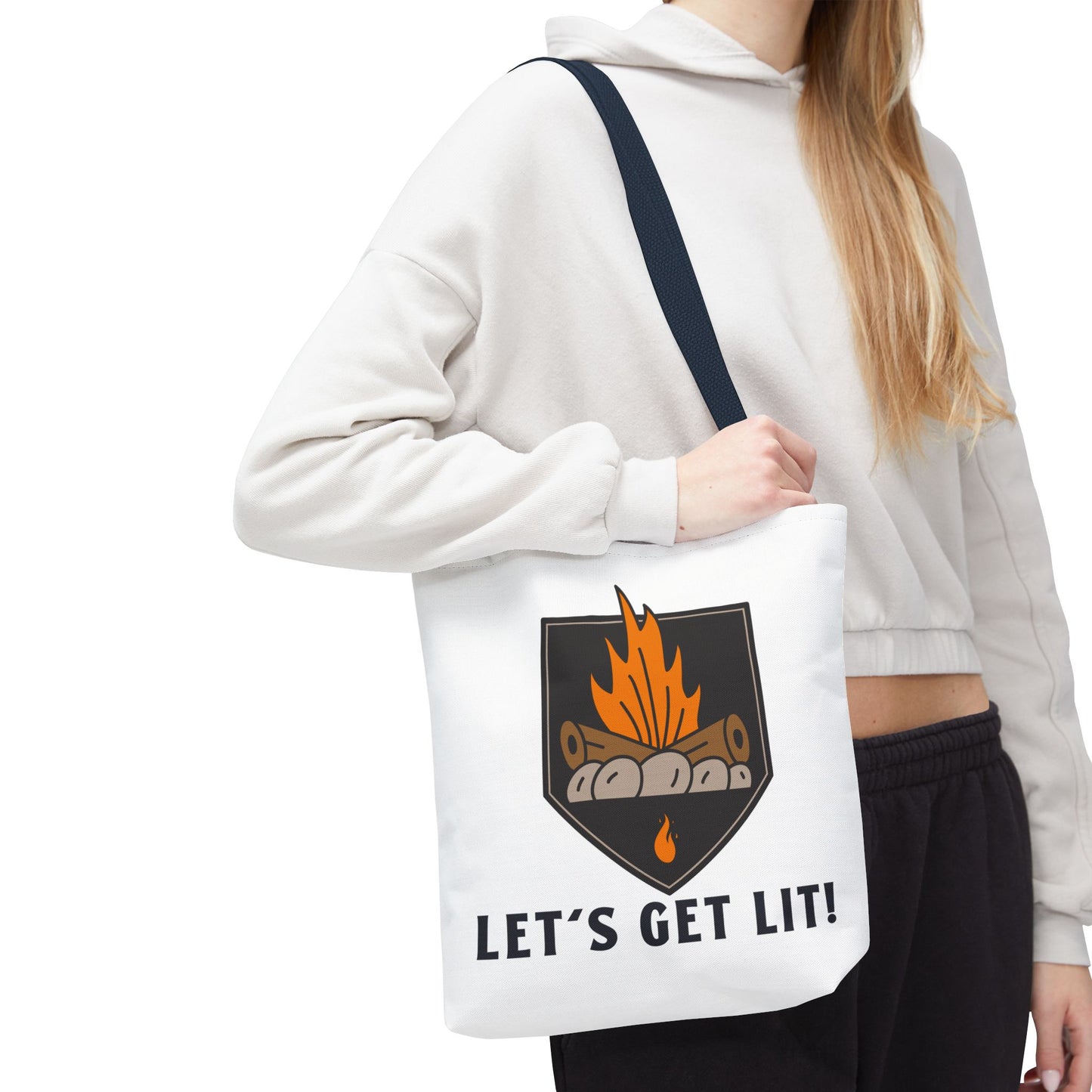 Let's Get Lit Tote Bag - Funny Reusable Bag For Campers