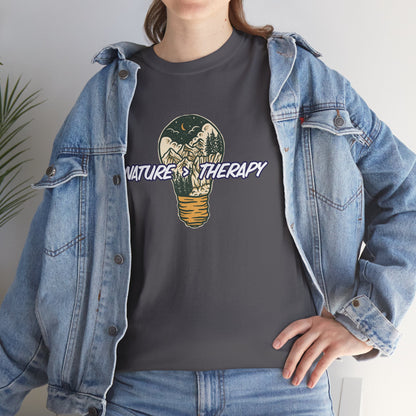 Nature Is Greater Than Therapy T-Shirt – Unisex Eco-Friendly Tee for Nature Lovers, Outdoor Hiking Shirt, Gift Idea
